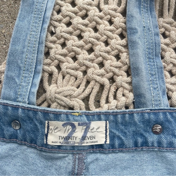 We The Free Distressed Jean Shorts Overalls (Shortalls) Size 27 - Picture 5 of 8